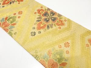 アンティーク　佐賀錦　松皮菱に花模様織り出し袋帯（着用可）